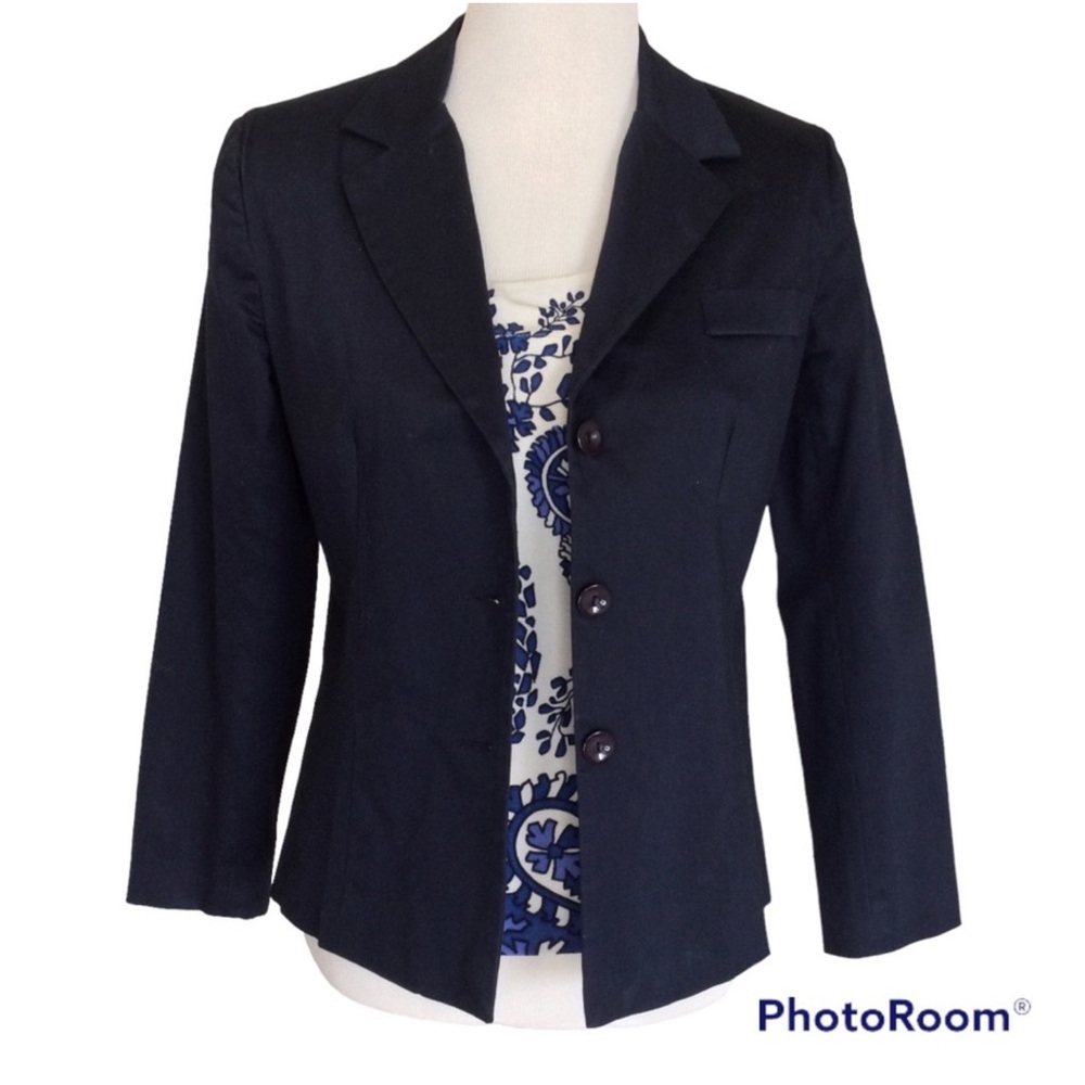 Vintage 90s Y2K Leslie Stuart Navy Blazer Jacket 8P